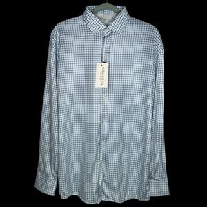 Collars & Co Polo Shirt Mens 3XL Tattersall Plaid Long Sleeve Quattro Flex NWT